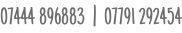 07444 896883  |  07791 292454